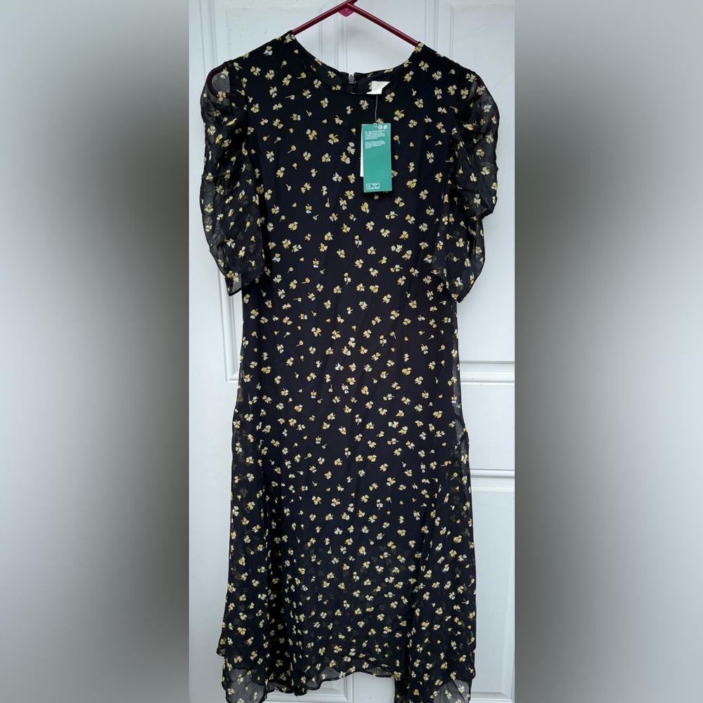 H&M Black Dress with Yellow Floral Pattern